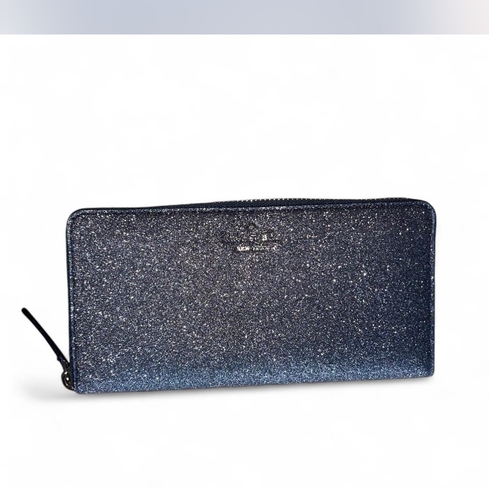Kate Spade Holiday Dusk Navy Shimmer Glitter Wallet EUC